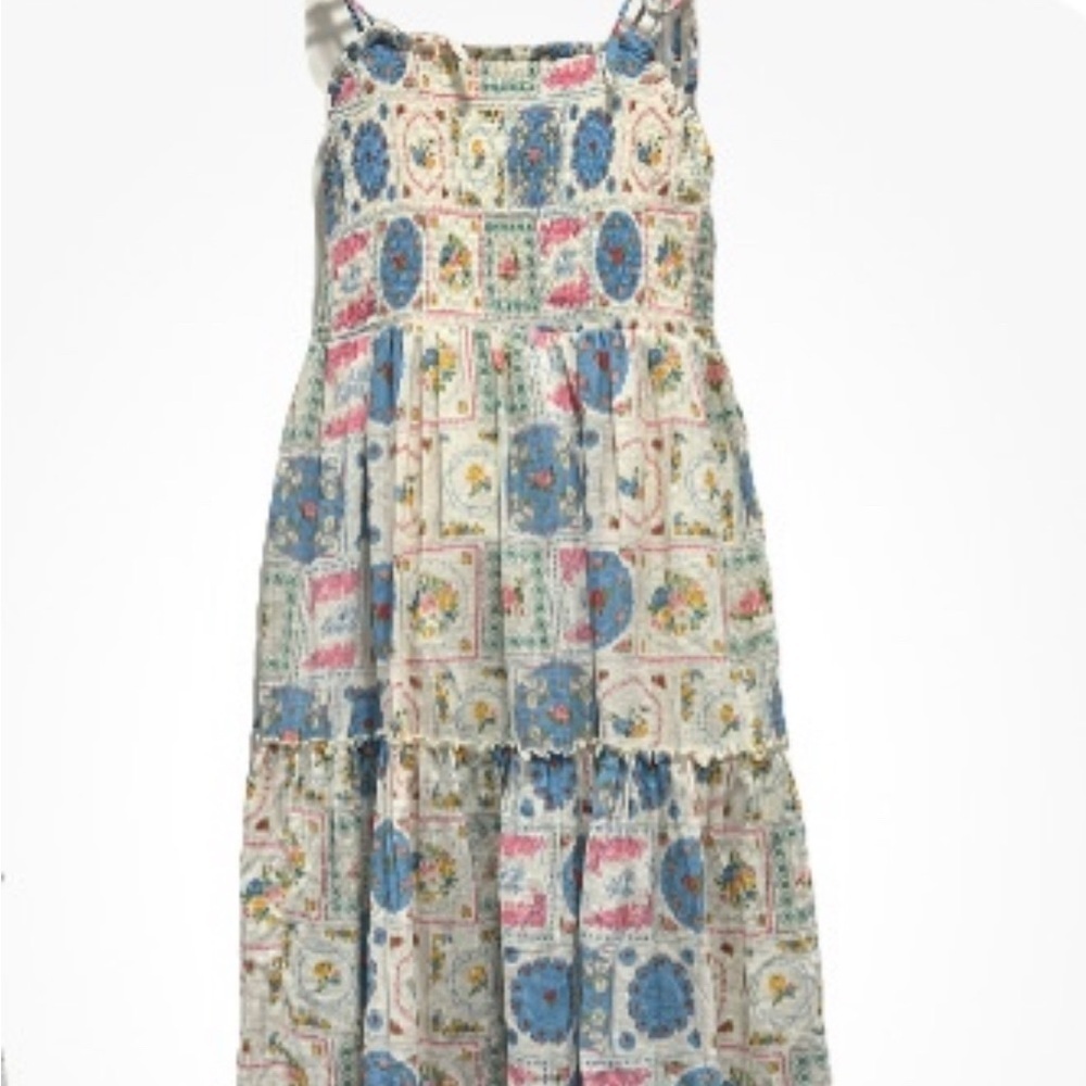 SweetHoney floral frame patchwork smocked maxi beach dress nwt